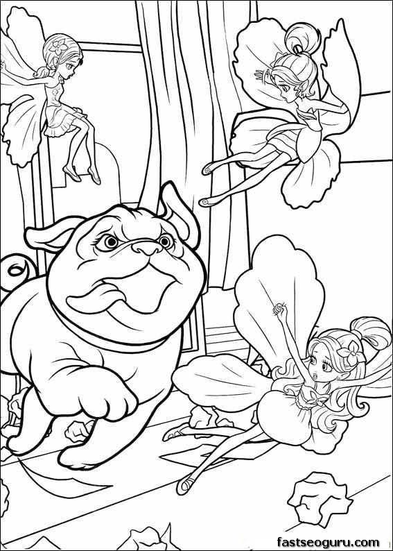 Printable Poofles and barbie thumbelina coloring pages